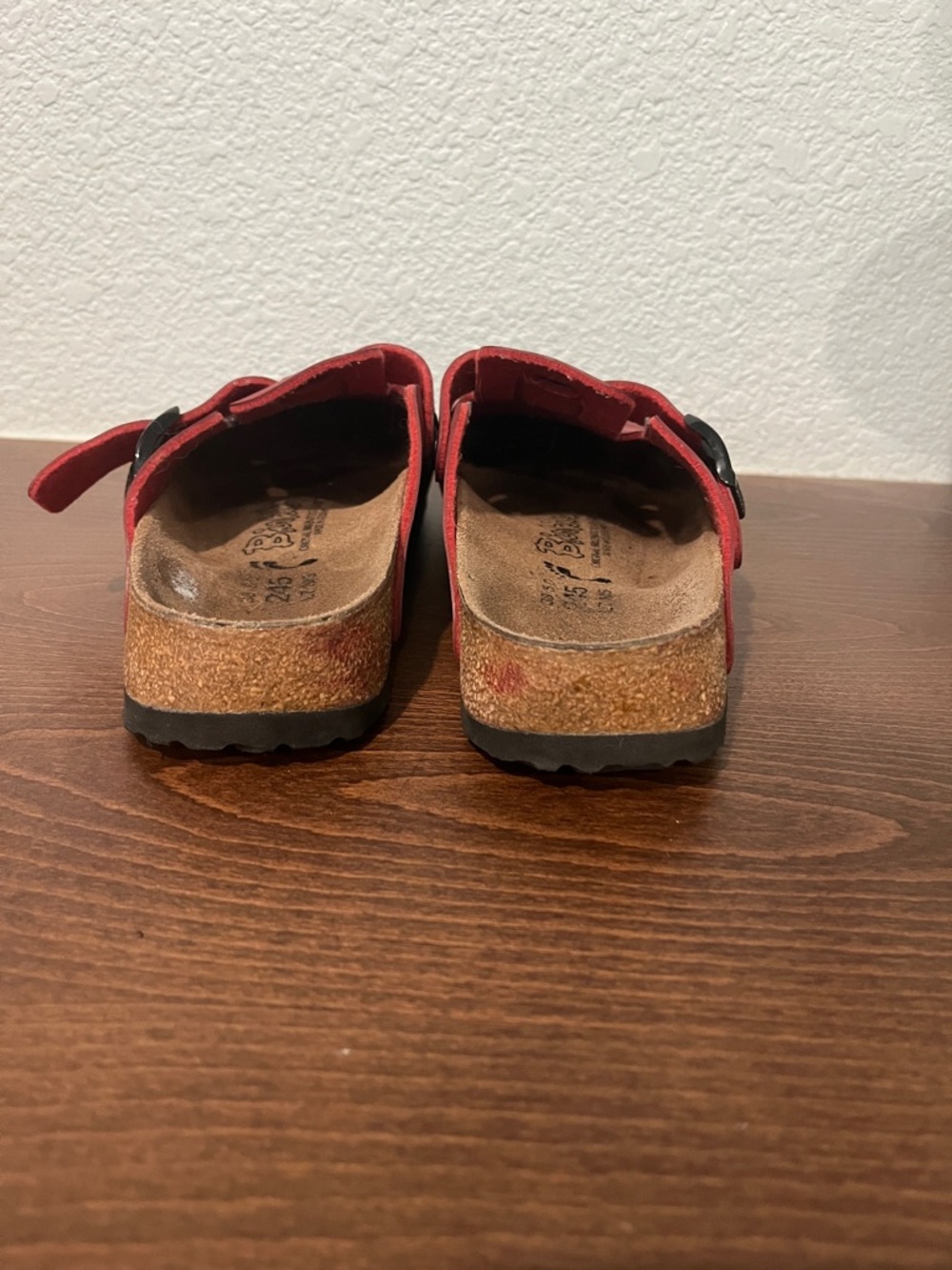 Birkenstock Birki’s Red Suede Slip-On Clog with Buckle - Picture 8 of 9